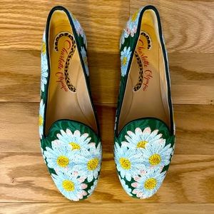 Good condition embroidered Charlotte Olympia loafers.